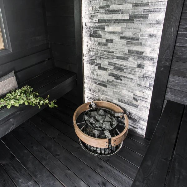Harvia Cilindro Half Series 9kW Stainless Steel Sauna Heater at 240V 1PH with Built-In Time and Temperature Controls