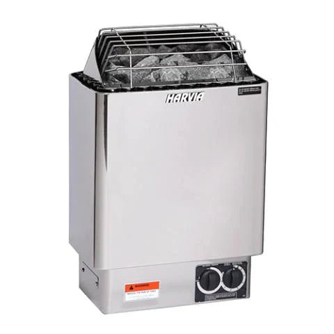 Harvia KIP Series 8kW Stainless Steel Sauna Heater at 240V 1PH with Built-In Time and Temperature Controls