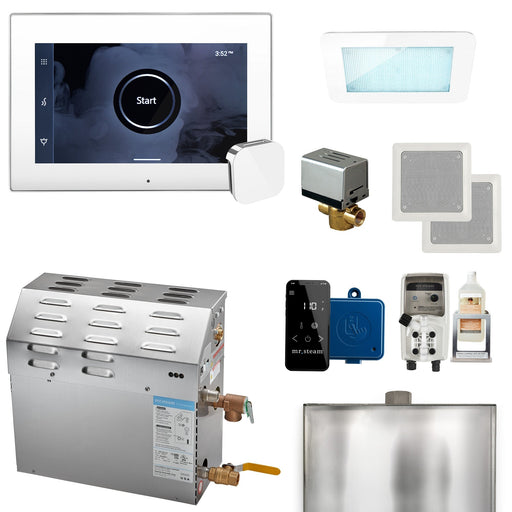 Super (XDream) 15000 - Watt Steam Generator with iSteamX Control and Aroma Glass Steamhead in White - Sauna Heater Supply