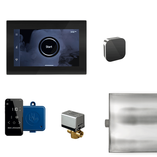 XButler Steam Shower Control Package with iSteamX Control and Aroma Glass SteamHead in Black - Sauna Heater Supply