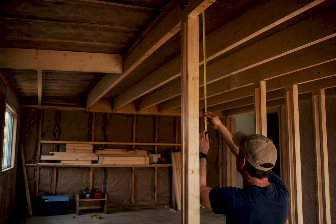 Measuring ceiling height in garage for sauna