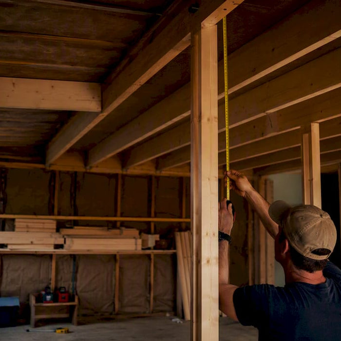 Measuring ceiling height in garage for sauna