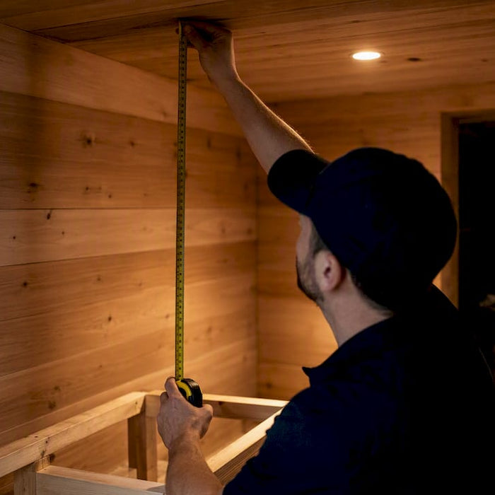Measuring sauna bench height from ceiling