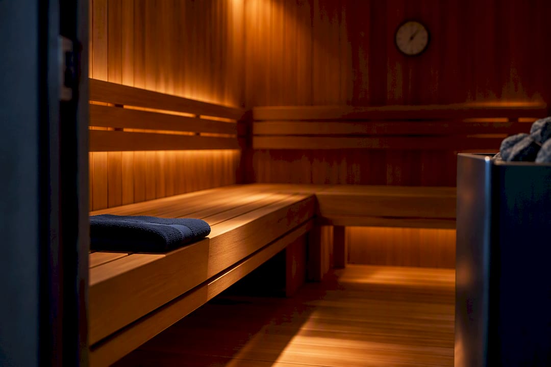 Sauna interior warming before session