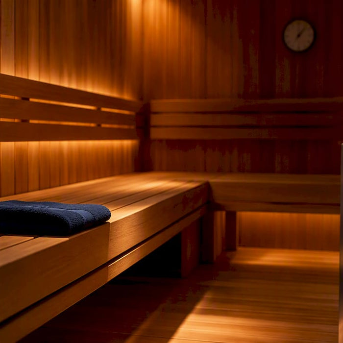 Sauna interior warming before session