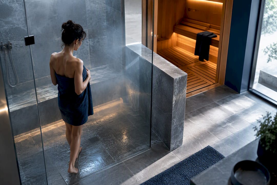 Separated home steam and sauna enclosures
