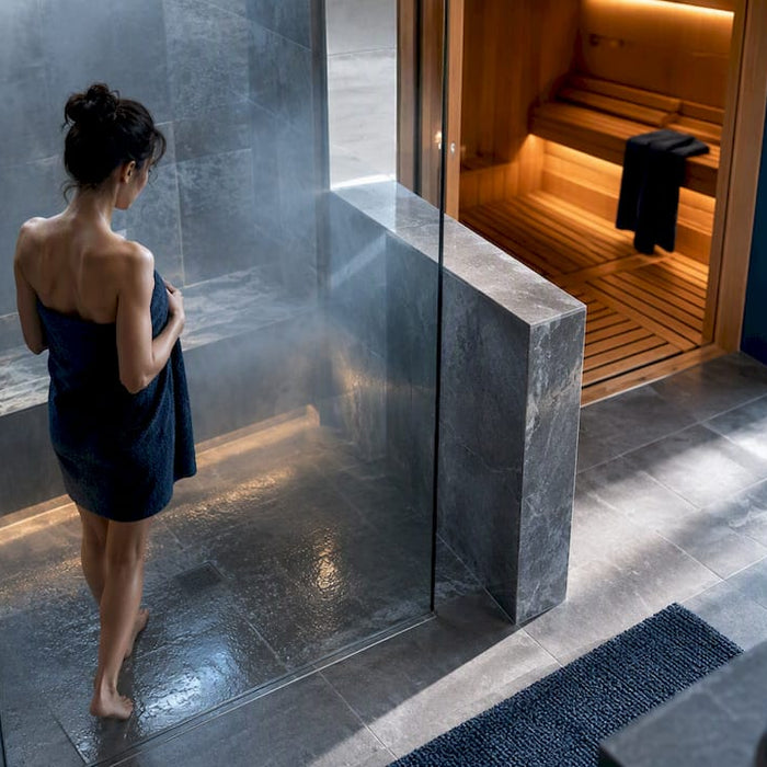 Separated home steam and sauna enclosures