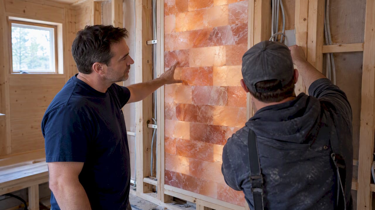 Salt wall sauna lighting planned during construction