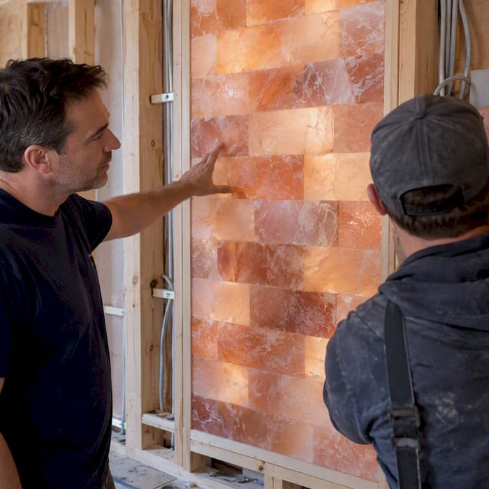 Salt wall sauna lighting planned during construction