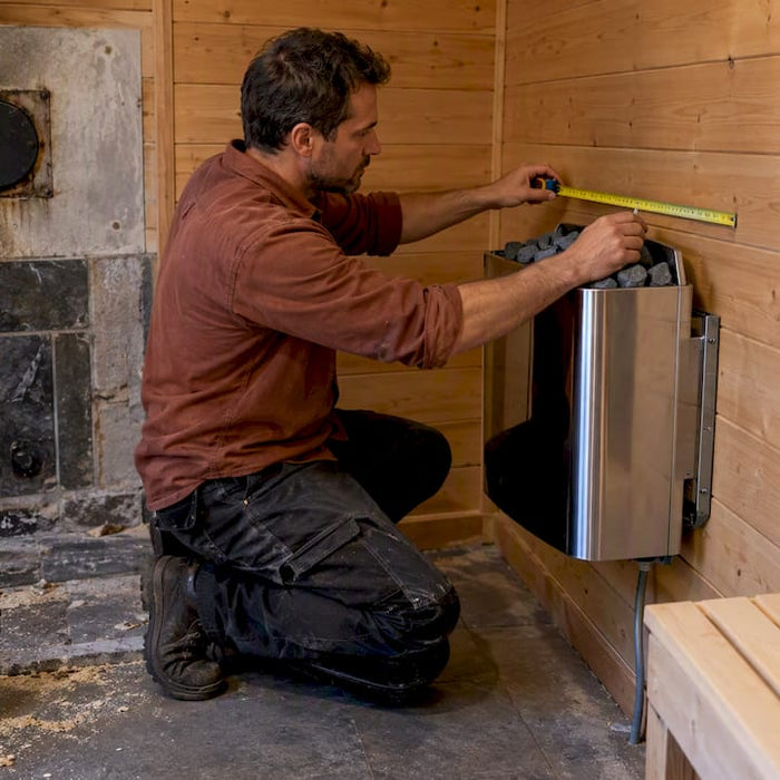 Electric heater replacing a wood sauna stove