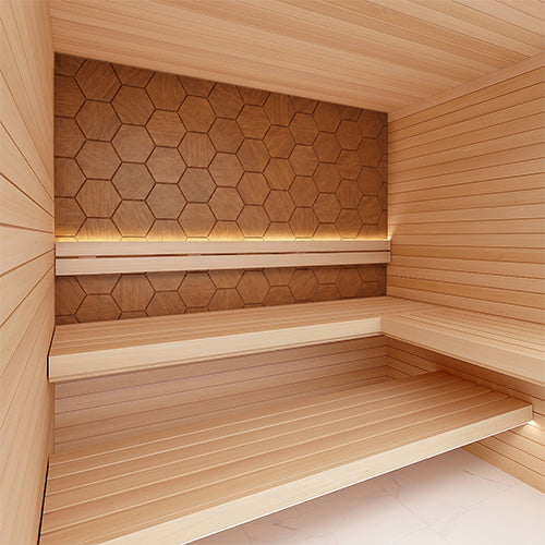 Sauna Wall Panels, Hexagon Pattern, Thermo-Abachi