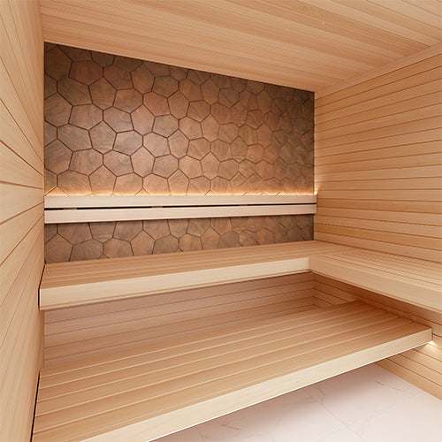 Sauna Wall Panels, Irregular Hexagon Pattern, Thermo-Abachi