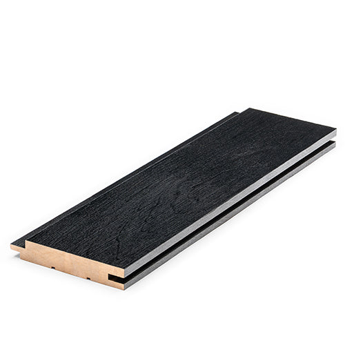ProSaunas Sauna Wood, Brush Textured, Black-Wax Finished, Tongue & Groove, STS4 Profile, Nickel-Gap, Wall Material