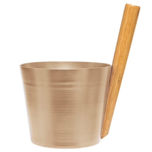Rento Sauna Bucket, Aluminum w/ Thermo Bamboo, Straight Handle, 5 Liter