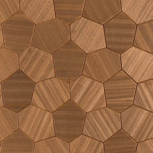 Sauna Wall Panels, Irregular Hexagon Pattern, Thermo-Abachi