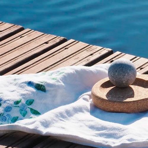 Hukka Sauna Massage Stone w/ Natural Cork Base, Sphere