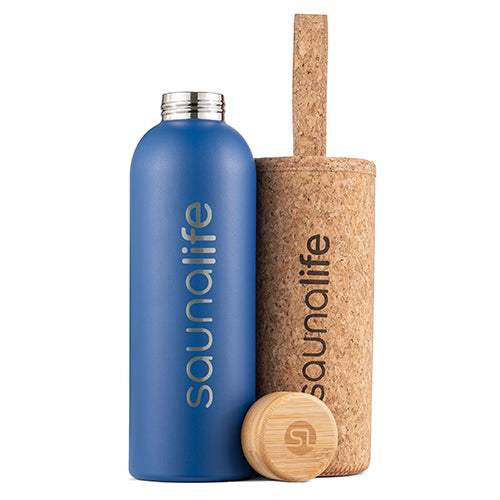SaunaLife Insulated Water Bottle Double-Wall Stainless w/ Cork-Neoprene Exterior Sleeve