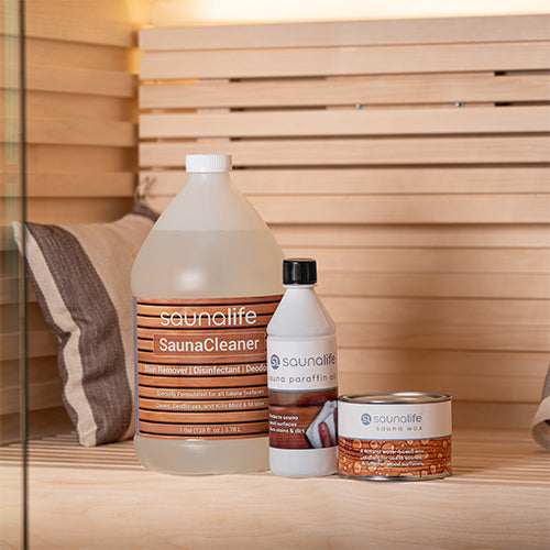 SaunaLife Sauna Care Package Sauna Paraffin Oil, Sauna Wax, 1-Gal Concentrated Sauna Cleaner