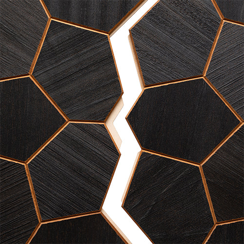 Sauna Wall Panels, Irregular Hexagon Pattern, Black Thermo-Abachi