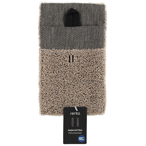 Rento Sauna Wash Mitten, Brown, Terry Linen, Double-Lined, 6" x 10"