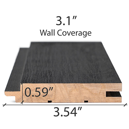 ProSaunas Sauna Wood, Brush Textured, Black-Wax Finished, Tongue & Groove, STS4 Profile, Nickel-Gap, Wall Material