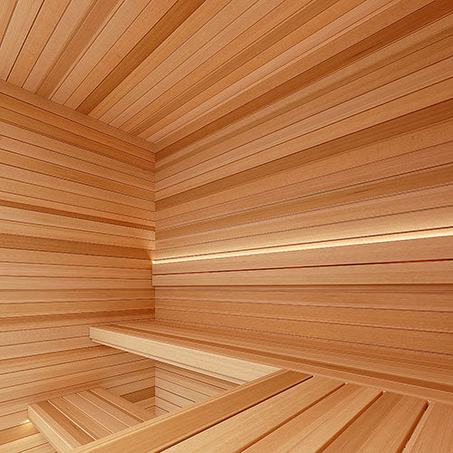 ProSaunas Sauna Wood, Vertical Grain, Clear Grade A+, Tongue & Groove, Nickel-Gap, Wall Material