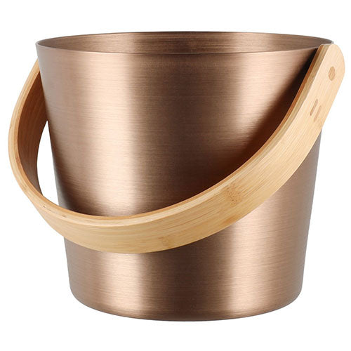 Rento Sauna Bucket, Aluminum w/ Thermo-Bamboo, Curved Handle, 5 Liter