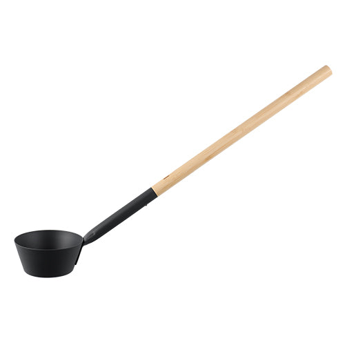 Rento Sauna Ladle, Large Aluminum Scoop, Long Bamboo Handle