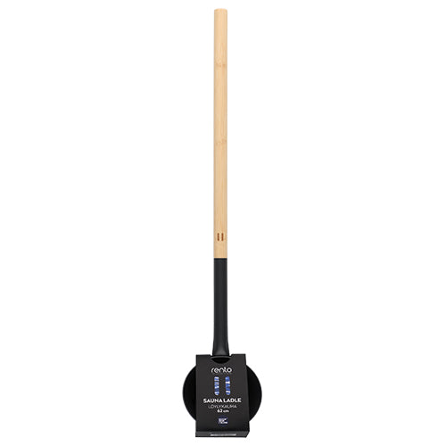 Rento Sauna Ladle, Large Aluminum Scoop, Long Bamboo Handle