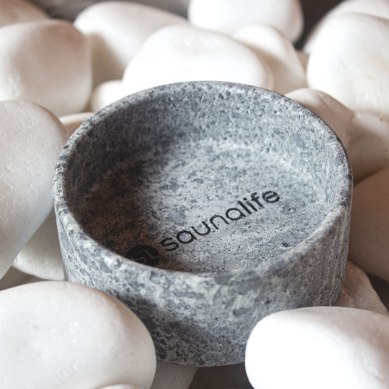 SaunaLife Coaster and Aroma Tray Drink Holder and Scent Reservoir, Carved Soapstone
