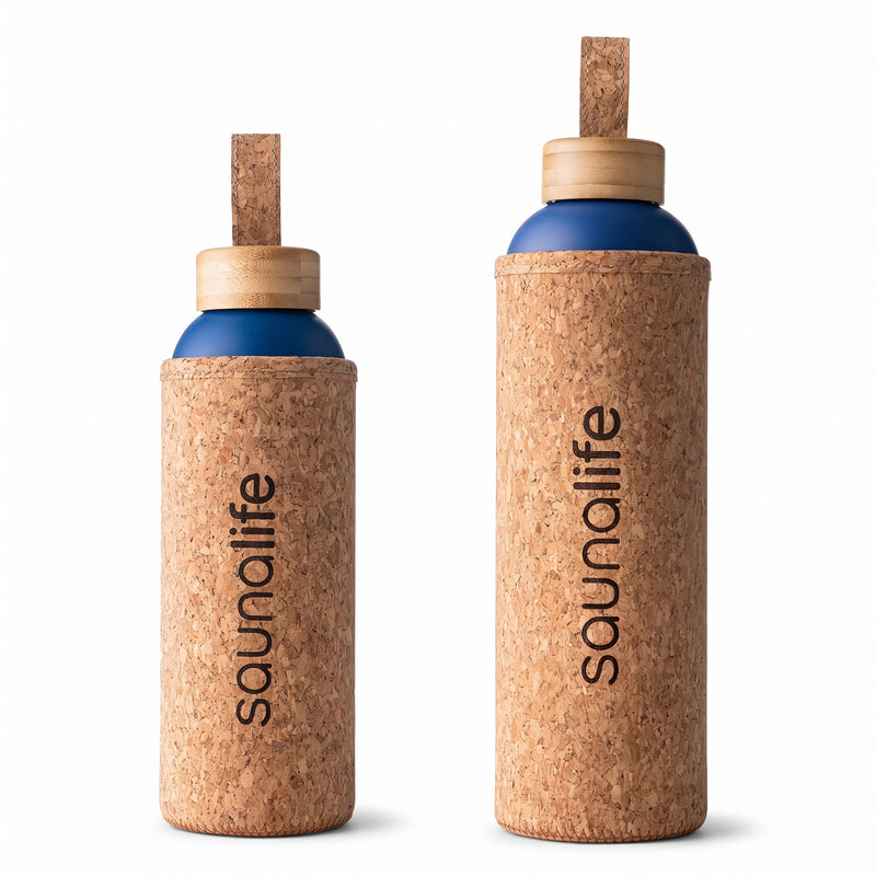 SaunaLife Insulated Water Bottle Double-Wall Stainless w/ Cork-Neoprene Exterior Sleeve