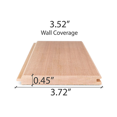 ProSaunas Sauna Wood, Vertical Grain, Clear Grade A+, Tongue & Groove, V-Joint on 2 Edges of the Smooth Face, Wall Material