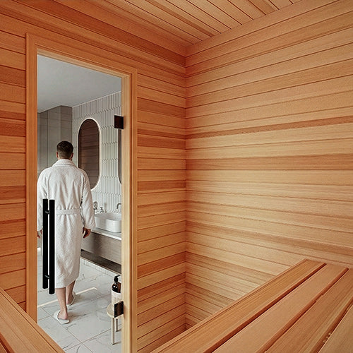 ProSaunas Sauna Wood, Vertical Grain, Clear Grade A+, Tongue & Groove, V-Joint on 2 Edges of the Smooth Face, Wall Material