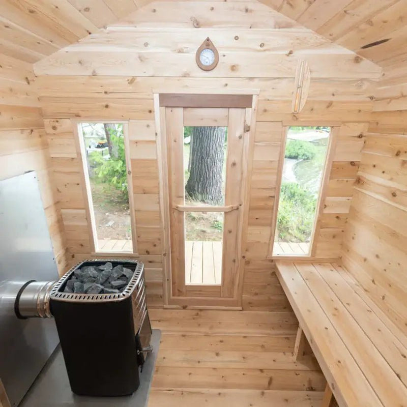 Dundalk CT Georgian 6 Person Outdoor Sauna with Porch - Sauna Heater Supply