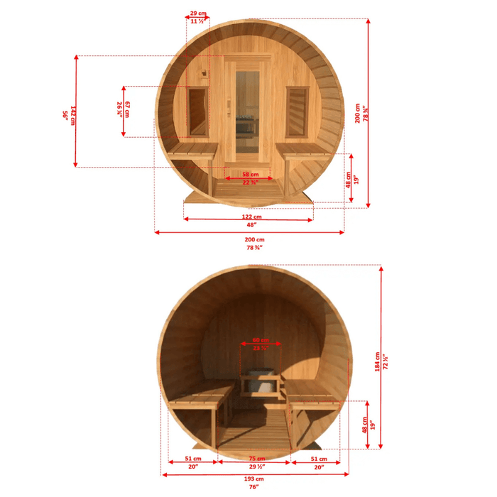 Dundalk LeisureCraft Canadian Timber Serenity MP Barrel Sauna - Sauna Heater Supply