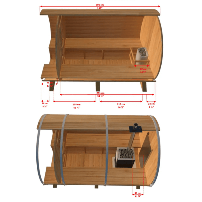 Dundalk LeisureCraft Canadian Timber Serenity MP Barrel Sauna - Sauna Heater Supply
