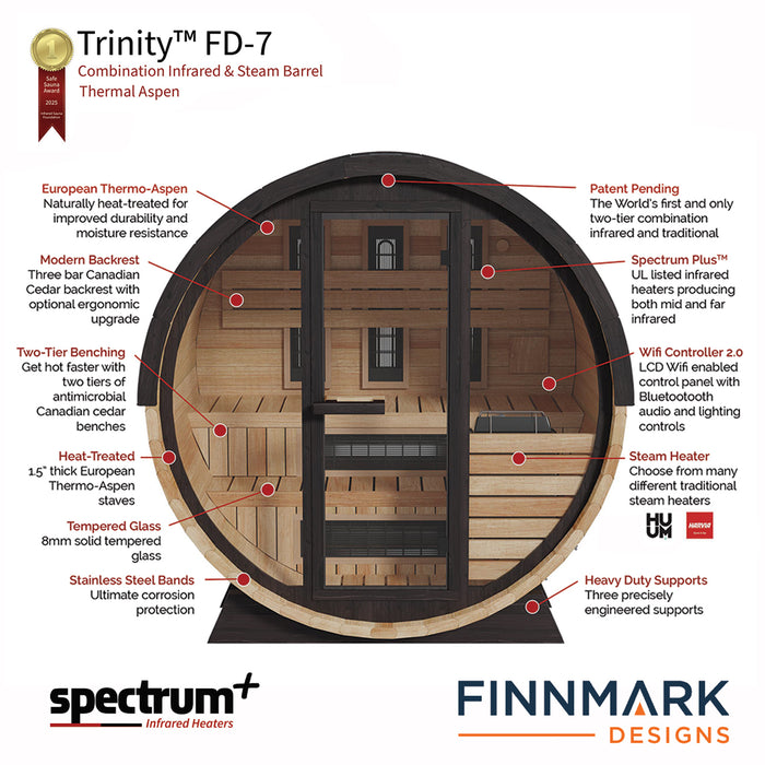 Finnmark Thermo-Aspen Combination Barrel Sauna FD-7