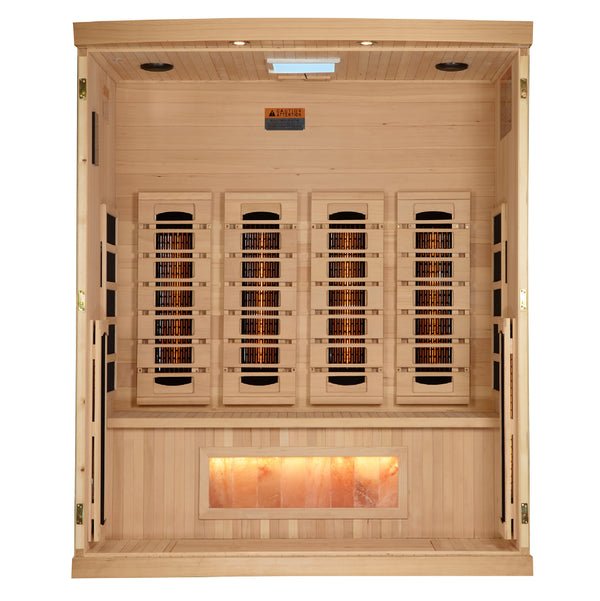 Golden Designs 2025 Reserve Edition 4 - Person Full Spectrum PureTech™ Near Zero Infrared Sauna with Himalayan Salt Bar - Sauna Heater Supply