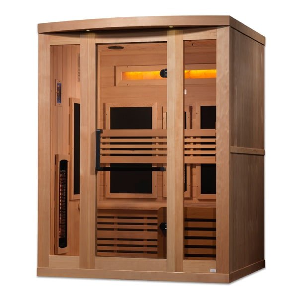 Golden Designs 3 - Person Full Spectrum PureTech™ Near Zero EMF FAR Infrared Sauna with Himalayan Salt Bar & Canadian Hemlock - Sauna Heater Supply