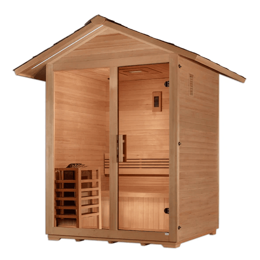 Golden Designs "Arlberg" 3 Person Traditional Outdoor Sauna - Canadian Hemlock - Sauna Heater Supply