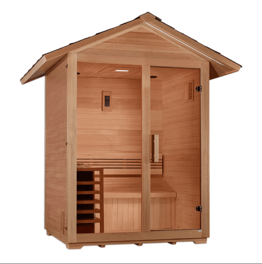 Golden Designs "Arlberg" 3 Person Traditional Outdoor Sauna - Canadian Hemlock - Sauna Heater Supply