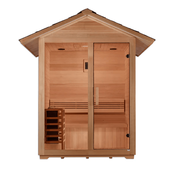 Golden Designs "Arlberg" 3 Person Traditional Outdoor Sauna - Canadian Hemlock - Sauna Heater Supply