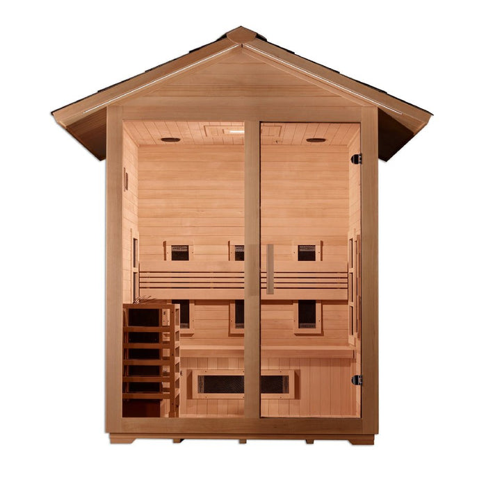 Golden Designs Carinthia 3 - Person Full Spectrum PureTech™ Outdoor Hybrid Sauna in Canadian Hemlock Wood - Sauna Heater Supply