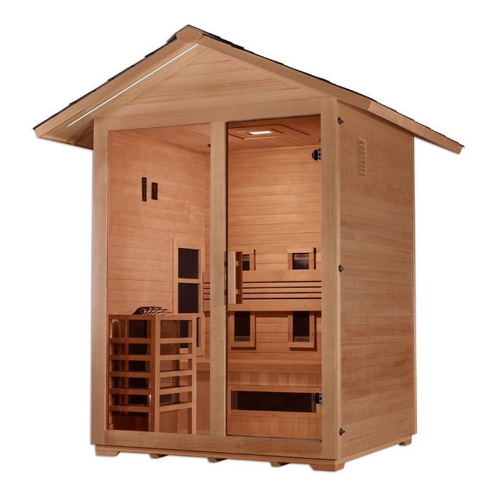 Golden Designs Carinthia 3 - Person Full Spectrum PureTech™ Outdoor Hybrid Sauna in Canadian Hemlock Wood - Sauna Heater Supply