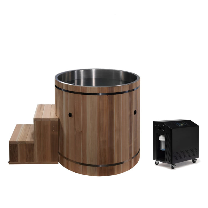 Golden Designs Dynamic Cold Therapy Barrel 304 Stainless Steel Cold Plunge with Chiller - Sauna Heater Supply