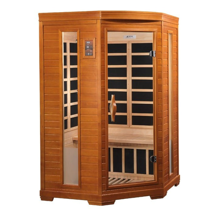 Golden Designs Dynamic "Heming Elite" 2 - Person Ultra Low EMF FAR Infrared Sauna (Corner Unit) - Sauna Heater Supply