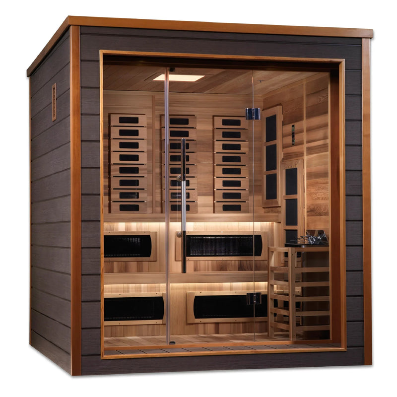 Golden Designs Karlstad PureTech 6 - Person Full Spectrum Hybrid Sauna in Red Cedar Wood - Sauna Heater Supply