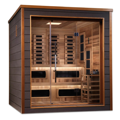 Golden Designs Karlstad PureTech 6 - Person Full Spectrum Hybrid Sauna in Red Cedar Wood - Sauna Heater Supply