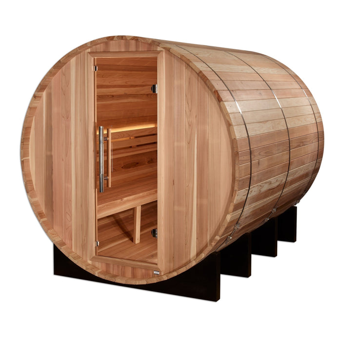 Golden Designs Klosters 6 - Person Barrel Traditional Sauna - Pacific Cedar - Sauna Heater Supply