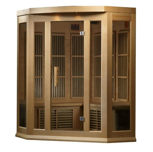 Golden Designs Maxxus 3 - Person Corner FAR Infrared Sauna Carbon Low EMF with Canadian Hemlock - Sauna Heater Supply